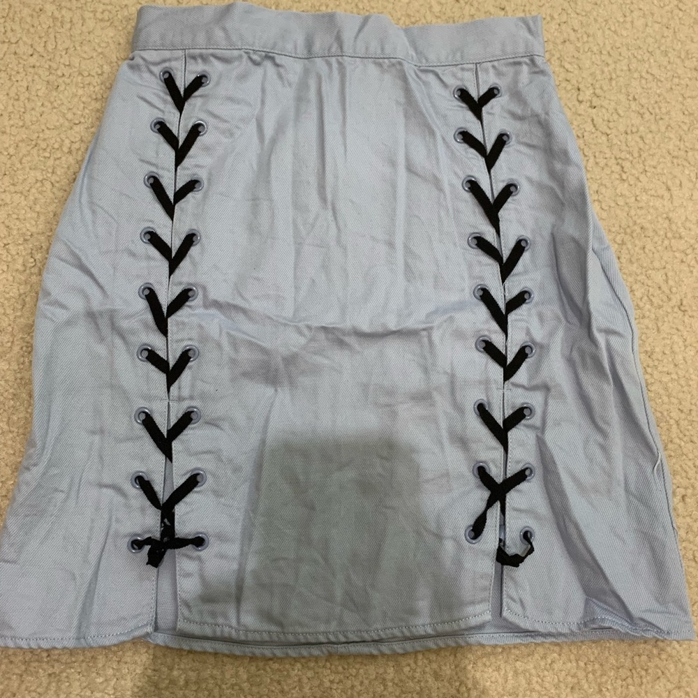 lace up detail mini skirt